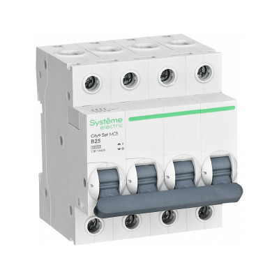Автоматический выключатель Systeme Electric City9 set ав b, 25 А, 4 Р, 4.5 kА, 400 В (ранее EZ9F14425) C9F14425