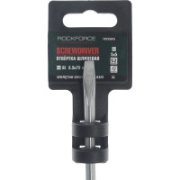 Шлицевая магнитная отвертка Rockforce Profi S2 SL5.5х75мм, на пластиковом держателе RF-70155075(28247)