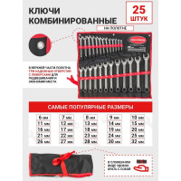 Набор комбинированных ключей Rockforce: 6-32мм, 25 предметов на полотне RF-5261P(903)