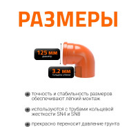 Отвод Ostendorf наружной канализации 125 мм, 87 градусов 221240