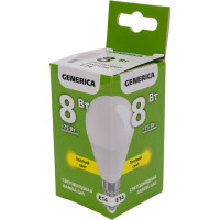 Светодиодная лампа GENERICA G45 шар 8Вт 230В 3000К E14 LL-G45-08-230-30-E14-G