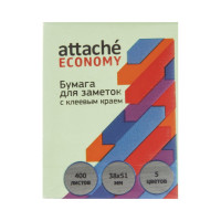 Стикеры Attache 38x51 мм 5 цветов 1 блок, 400 листов 1408001