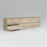 Тумба для ТВ Гуд ЛАКК КАСТОР 6 ящиков, 194x39x54 см, бежевая, дуб сонома 2.03.03.110.3