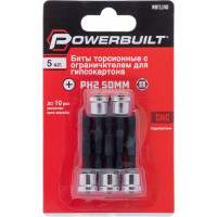 Биты торсионные с ограничителем для гипсокартона Powerbuilt PH2, 50 мм, 5 шт TORGWIN WBT1140
