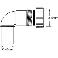 Отвод McAlpine на 90 градусов, компрессионный, Ду=40мм х Дн=40мм., белый 40C-WH