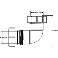 Отвод McAlpine на 90 градусов, компрессионный, Ду=40мм х Ду=40мм., белый 40A-WH
