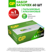 Алкалиновые пальчиковые батарейки GP АА Prime Alkaline, набор 60 шт. (15APA21-B60) 26074331