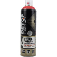 Грунт-эмаль DETOP по ржавчине 3 в 1, красный, RAL 3000, аэрозоль 650 мл DTI-A07716
