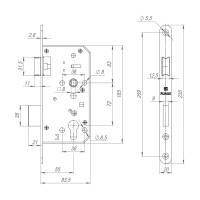 Врезной замок FUARO DD.INOX/C-55.72 45011
