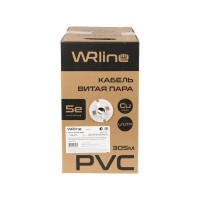 Кабель витая пара WRline WR-UTP-4P-C5E-PVC-GY неэкранированный U/UTP, категория 5e, 4 пары (0,50 мм), одножильный, внутренний, PVC нг(А)-LS, серый, 305м 505749