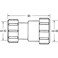 Трубный компрессионный переходник McAlpine Ду=32мм х Ду=40мм., белый 3240H-WH