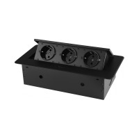 Розетка горизонтальная выдвижная ROCKETSOCKET 3 euro 16a, проводка, цвет черный SHS017-B