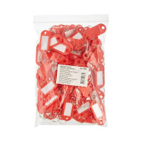 Пластиковая бирки для ключей ООО Комус красная, 100 шт. 72829