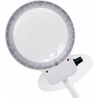 Настольная лупа с led подсветкой BRAUBERG диаметр 110 мм, увеличение 3, корпус белый 455930