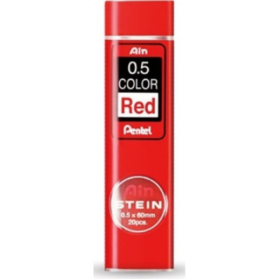 Pentel Грифели для карандашей автоматических Ain Stein 0.5 мм 20 грифелей в тубе C275-RD красного цвета 609999