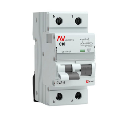 Дифференциальный автомат EKF DVA-6 AVERES rcbo6-1pn-10C-30-ac-av