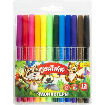 Creativiki Фломастеры 12 цв. блист. упак. кругл. корп. ФЛВ12КР