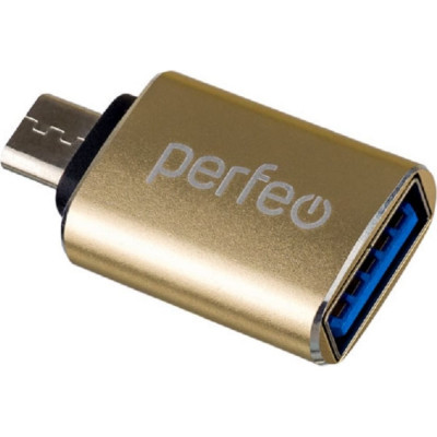 Perfeo Adapter USB на micro USB c OTG, 3.0 золотой 30014898