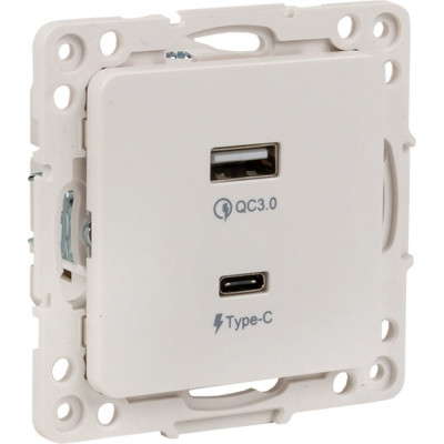 EKF Стокгольм Механизм Розетки с 2USB белый PROxima EYR-2USB-type-C