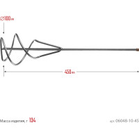 Миксер для песчано-гравийных смесей (100х450 мм,  шестигранный хвостовик) СИБИН 06048-10-45