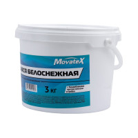 Водоэмульсионная краска Movatex Stroyka моющаяся, белоснежная, 3 кг Т31718