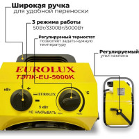 Тепловая электрическая пушка Eurolux ТЭПК-EU-5000K керамический нагревательный элемент, круглая 67/1/38