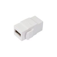 Вставка LANMASTER Keystone USB 2.0, тип A, мама-мама, 180 градусов, белая LAN-OK-USB20-AA/V-WH