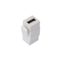 Вставка LANMASTER Keystone USB 2.0, тип A, мама-мама, 180 градусов, белая LAN-OK-USB20-AA/V-WH