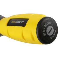 Шлицевая отвертка Hanskonner 5x200 алмазный наконечник, твердость 59 HRC, S2, HK1040-16-SL5-200