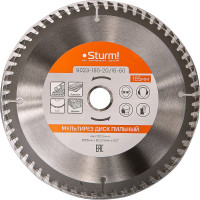 Диск пильный (185x20/16 мм; 60 зубьев; Мульти рез) Sturm 9023-185-20/16-60