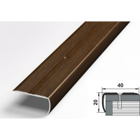 Порог угловой алюминиевый декоративный (40х20 мм, 1,8 м, Венге) ЛУКА 00000002278