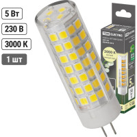 Светодиодная лампа TDM ELECTRIC G4-5 Вт-230 В-3000 К, SMD, 16x55 мм SQ0340-0216