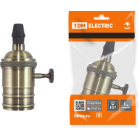 Подвесной патрон TDM ELECTRIC Е27 с выключателем, металлический "Лофт", бронза SQ0335-0068