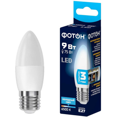 Светодиодная лампа ФОТОН LED B35 9Вт E27 6500K холодный свет 23975