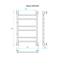 Полотенцесушитель ENERGY Multy2 850x500 00-УТ-00939