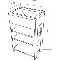 Тумба с раковиной в ванную 1Marka Revo 50 см напольная Дуб Сонома У98621