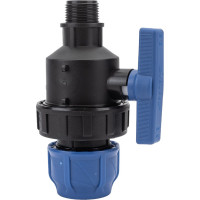 Шаровой кран VALFEX ПНД компрессионный цанга - наружная резьба, разборный 40x1" 1210012640100