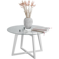Журнальный стол Мебелик Рилле 445 белый, стекло, прозрачный, круг 6815