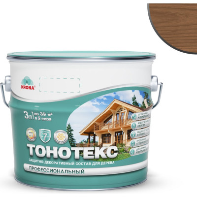 Защитно-декоративный состав для дерева KRONA Тонотекс (орех; 3 л) 66339508