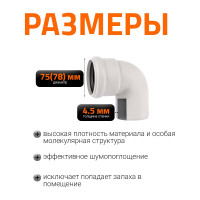 Отвод бесшумной канализации Ostendorf Skolan Safe 78 мм. 87 градусов, SKB 333140