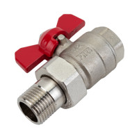 Шаровой Кран DOUBLE-LIN латунный резьбовой, бабочка, со сгоном НР/ВР 1/2" LL1045 (1/2")