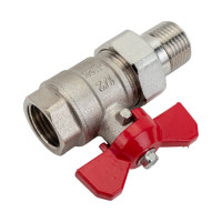 Шаровой Кран DOUBLE-LIN латунный резьбовой, бабочка, со сгоном НР/ВР 1/2" LL1045 (1/2")