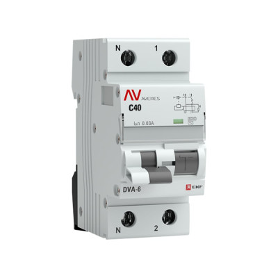 Дифференциальный автомат EKF AVERES DVA-6, 1P+N, 40А, C, 30мА, AC, 6кА rcbo6-1pn-40C-30-ac-av