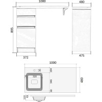 Напольная тумба с левой раковиной под стиральную машину ORANGE OP-40TUW+RAL