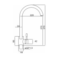 Смеситель для кухни Антей Булат с высоким изливом, нержавеющая сталь 1/10 511514-ANT