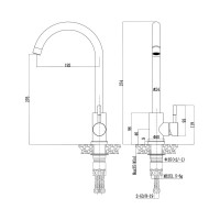 Смеситель для кухни Антей Булат с высоким изливом, нержавеющая сталь, цвет белый 1/10 511510-ANT
