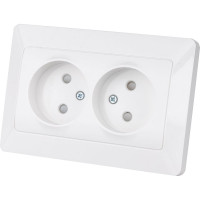 Двойная розетка TDM ELECTRIC 2П с защитными шторками 10А 250В белая "Ильмень" SQ1823-0015