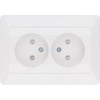 Двойная розетка TDM ELECTRIC 2П с защитными шторками 10А 250В белая "Ильмень" SQ1823-0015