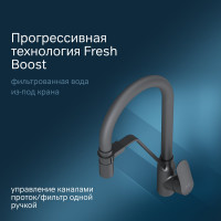 Смеситель для кухни AM.PM Like с каналом для питьевой воды и гибким изливом, черный F8007822