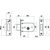 Врезной замок под крестовой ключ VETTORE 900 AF CP, 5 ключей, хром 20320